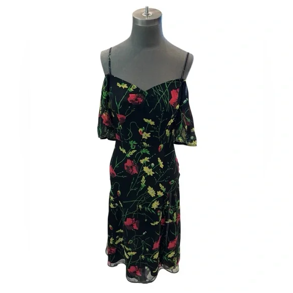 Jason Wu Grey Off-ShoulderFloral-Print Silk Chiffon Dress 4$595